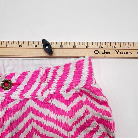 Lilly Pulitzer Walsh Shorts Size 0 Pink Chevron Striped Prep Style 92925 Summer - Picture 9 of 10